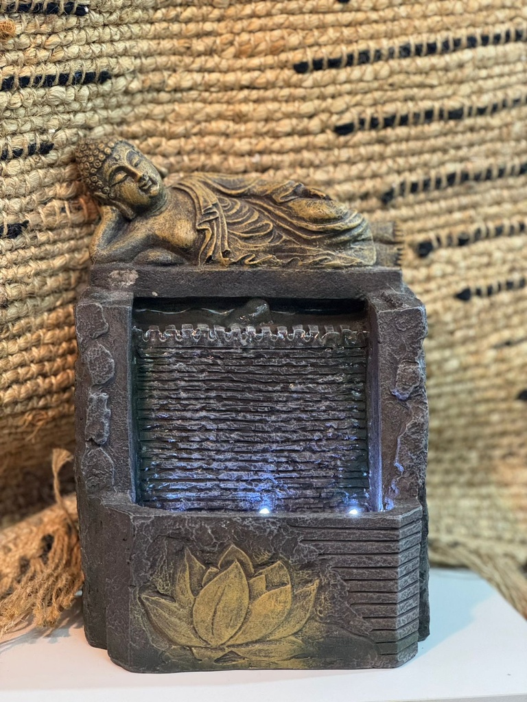 [193219] Fuente Buda Recostado Con Luz 26 Cm Iluminarte