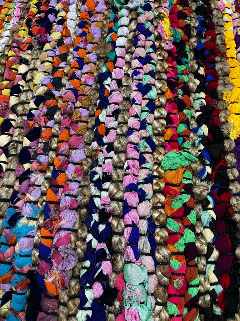 [380455] Alfombra Chindi 50 X 80 Cm Yute + Tela Multicolor