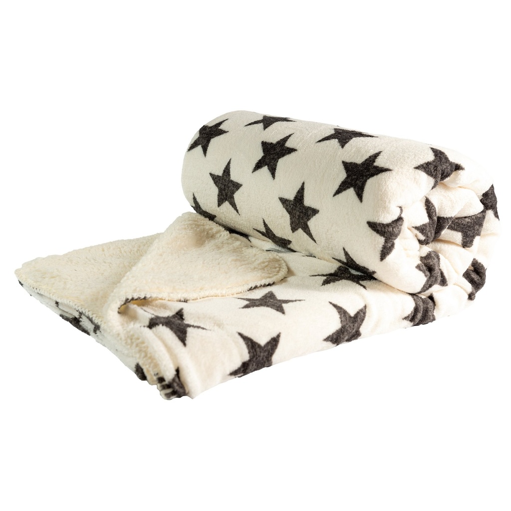 [380962] Manta Polar C/ Cordero Blanca Estrellas Negras 130 X 160