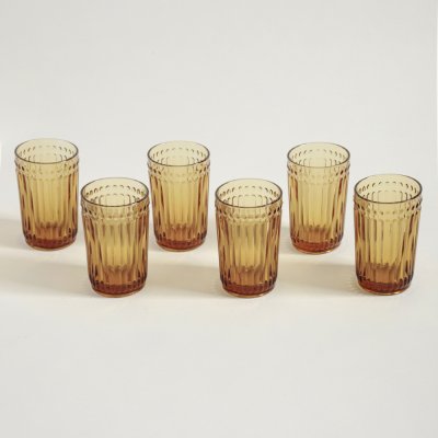 SET X 6 VASOS ALTO  DE VIDRIO AMBAR LINEA CARDIFF