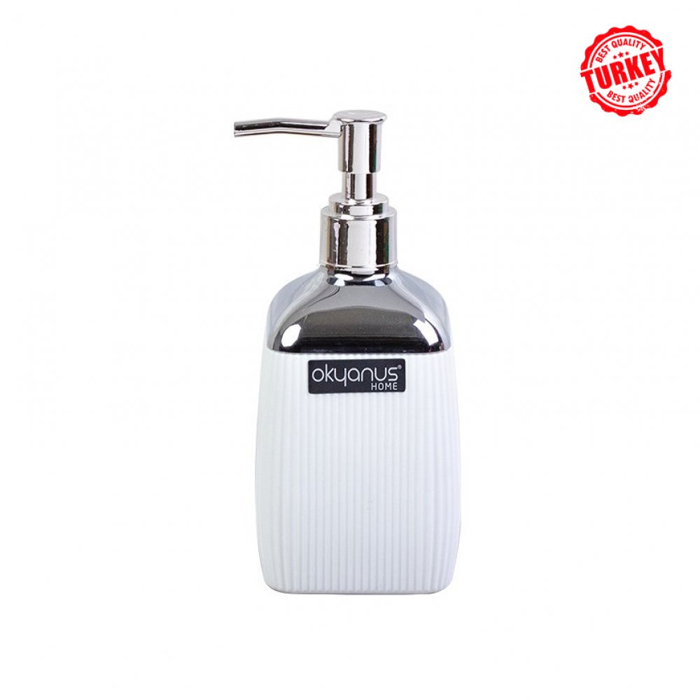 DISPENSER JABON LIQUIDO CUADR RAYADO BLANCO