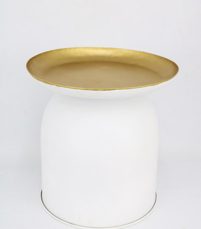 Pedestal Flower 45X46 Cm. White Gold