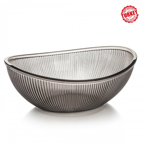 [256209] Ensaladera Oval Rayada Acrilica Fume 500Ml