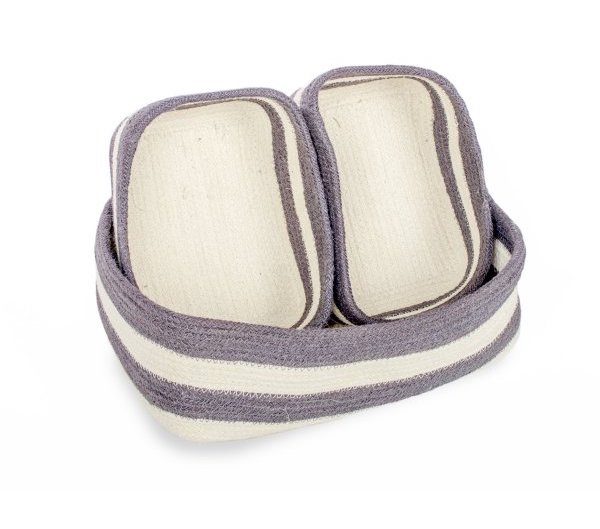 Canasto Yute Gris Y Crudo G: 36X24X12
