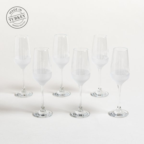 SET X 6 COPAS DE CHAMPAGNE MERSIN FONDO ESMERILADO 195 ML