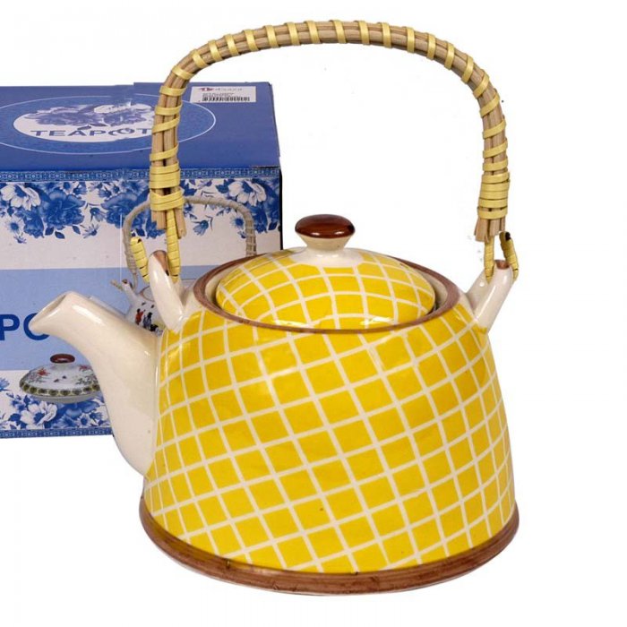 Tetera Porcelana Cuadrados Amarillas 900 Cc