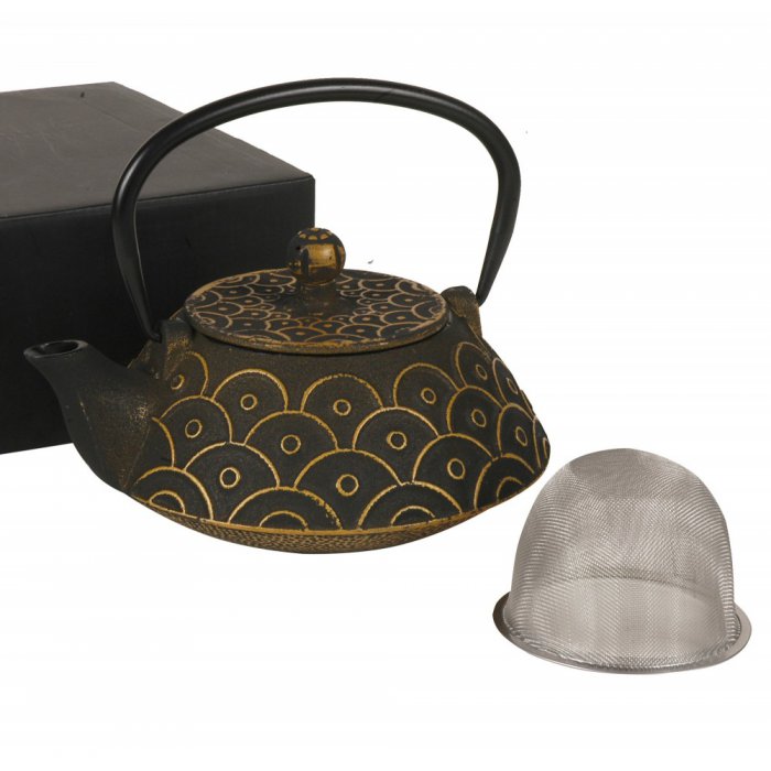 [414723] Tetera Hierro 800 Cc Negro Dorado Semicirculos