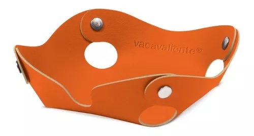 Bandeja Porta Notas 13 X 13 Cm Cuero Reciclado Sustentable Naranja