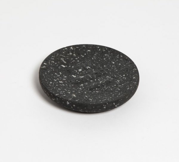 Jabonera Cemento Terrazo Redondo Gris Oscuro