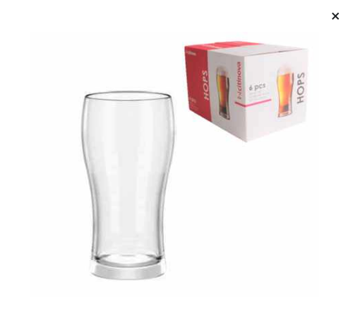 SET X 6 VASOS CERVEZA HOPS 570 ML