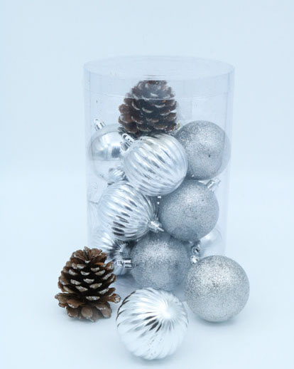 PELOTA NAVIDAD X 16  X 6 CM PLATA