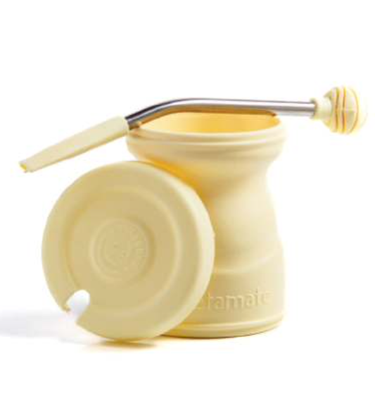 [31585] Mate Click Mate Plastico Con Tapa Y Bombilla Amarillo
