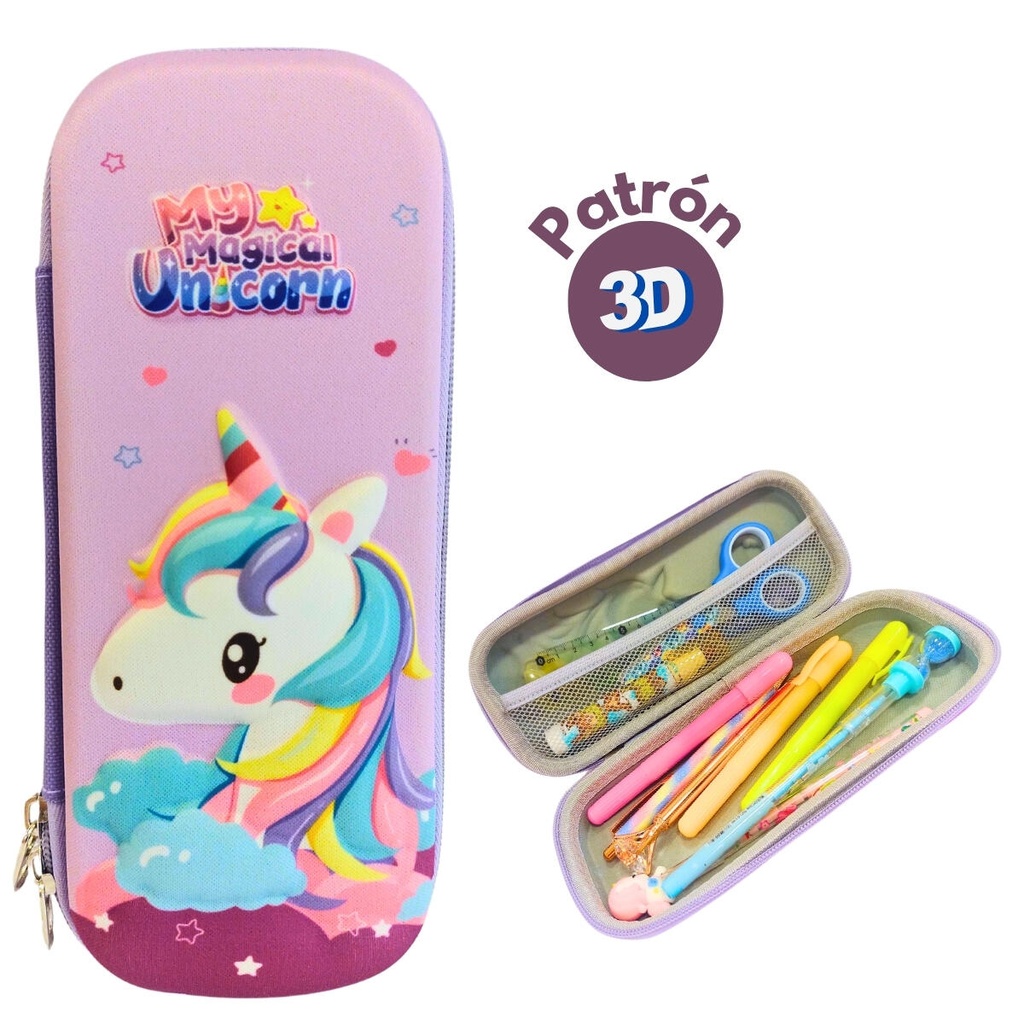 Cartuchera 3D Unicornio Con Cierre