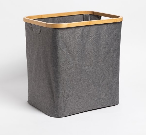 CESTO ORGANIZADOR GRIS BAMBOO 35X30X40CM