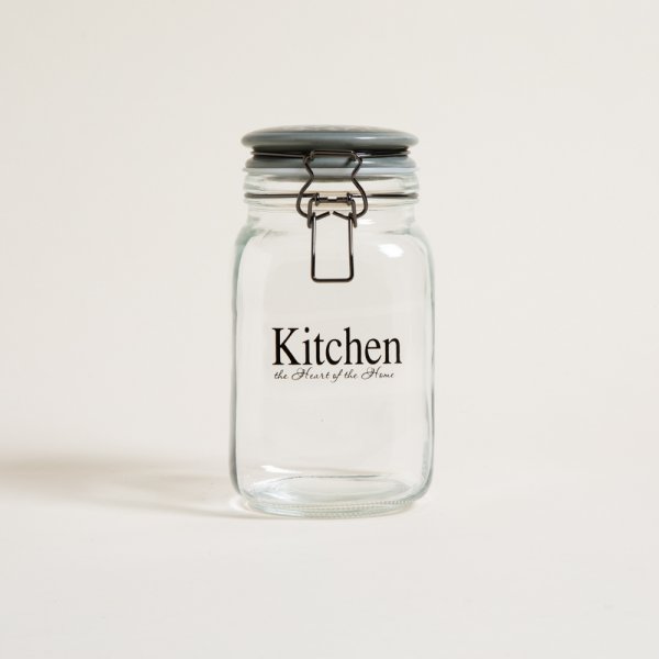 [4110756] Frasco Cuadrado Hermetico Kitchen Tapa Ceramica Gris 1500 Ml