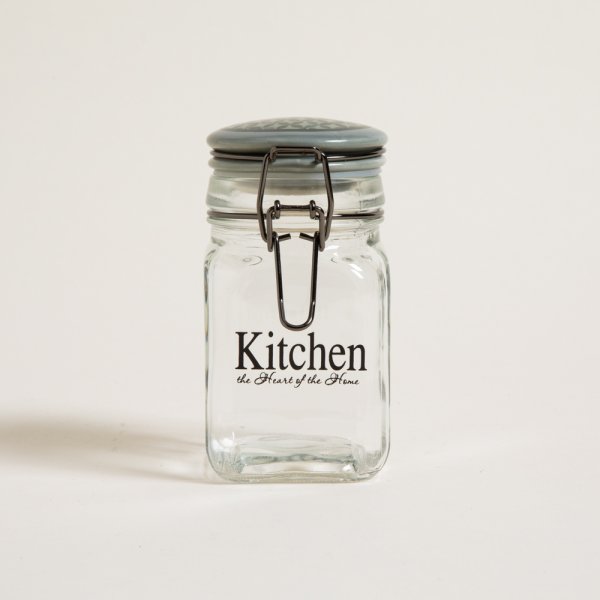 Frasco Especiero Cuadrado Hermetico Kitchen Tapa Ceramica Gris 250 Ml