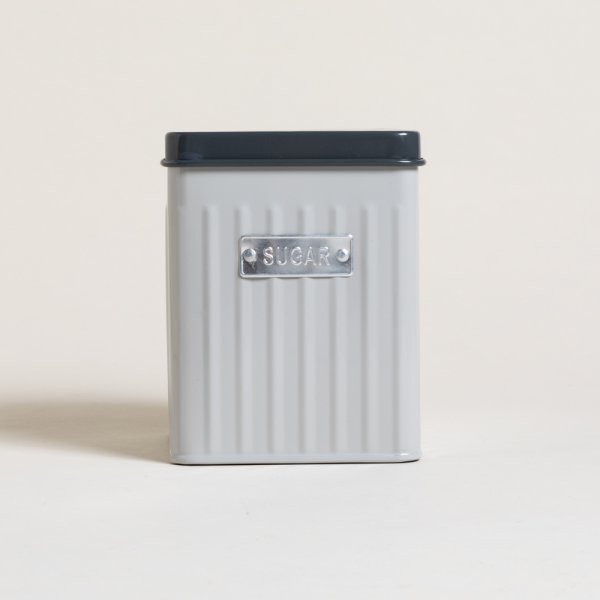 Lata Cuadrada Acanalada Gris Sugar 11X11X14 Cm