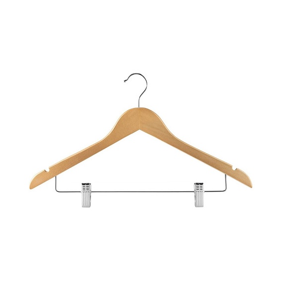 [140456] Set X 3 Perchas Madera Con Broche Metal