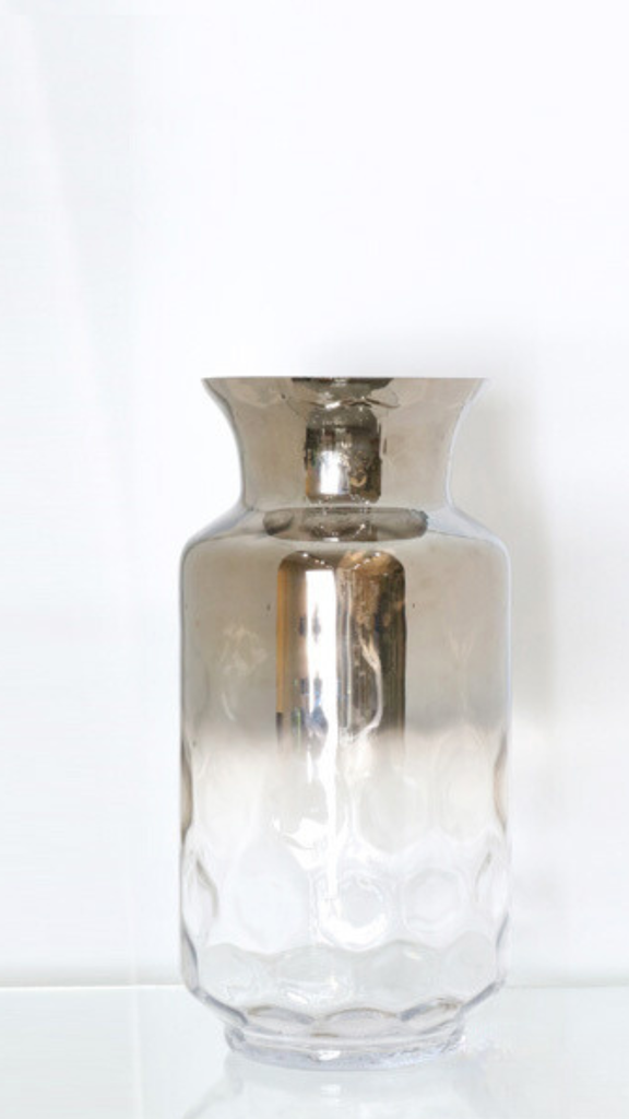 [413048] Florero Vidrio 17.5X17.5X 35Cm Silver Clear