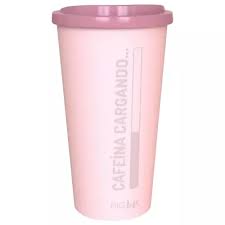 Vaso Tapa Cafe Con Estuche Rosa 590 Ml