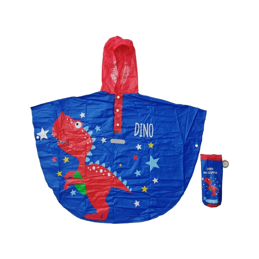 Capa De Lluvia Dino Azul