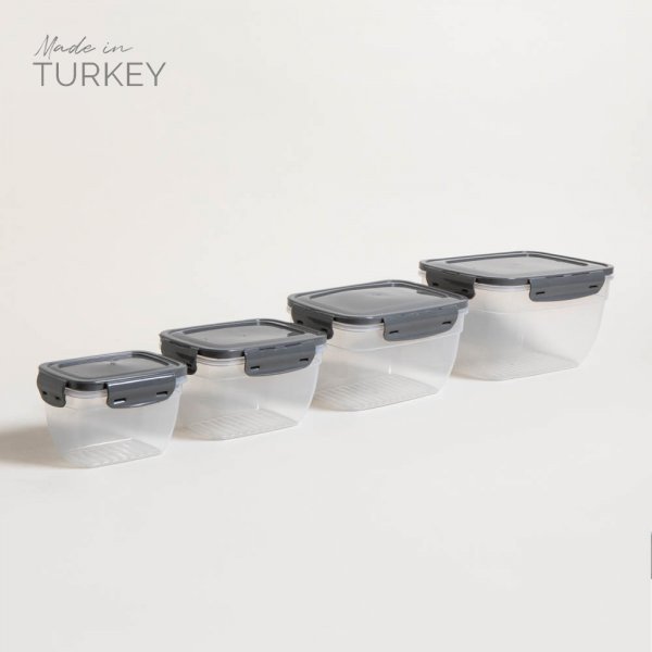 [4110856] Set X 4 Recipientes Transparentes Con Cierre Herme