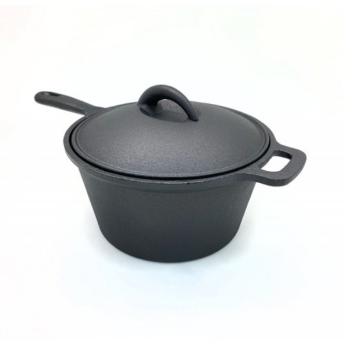 [256956] Olla Negra Con Tapa Y Manegro 20,8X20,8X10,5Cm