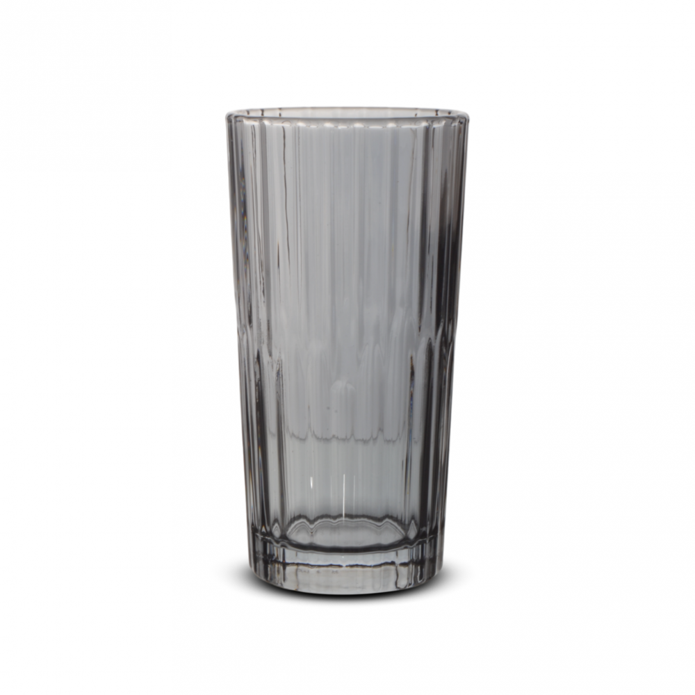 SET X6 VASOS ALTOS GRISES CON CUÑAS 7X13,5CM 320ML DE VIDRIO