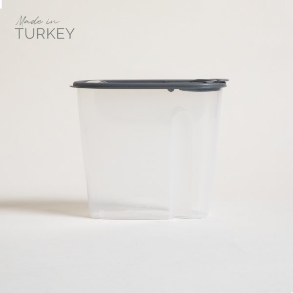 [4110900] Recipiente Vertical Medidor Transparente Con Tapa Gris 1500 Ml