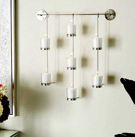 Portavela Colgante Metal. /Vidrio 68 Cm