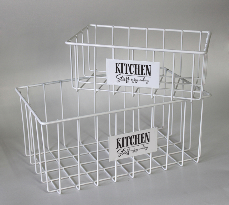 Set X 2 Canastos Rectangulares Kitchen Stuff Blanco 34 X 19.5 X 15 / 26 X 15 X 10 Cm