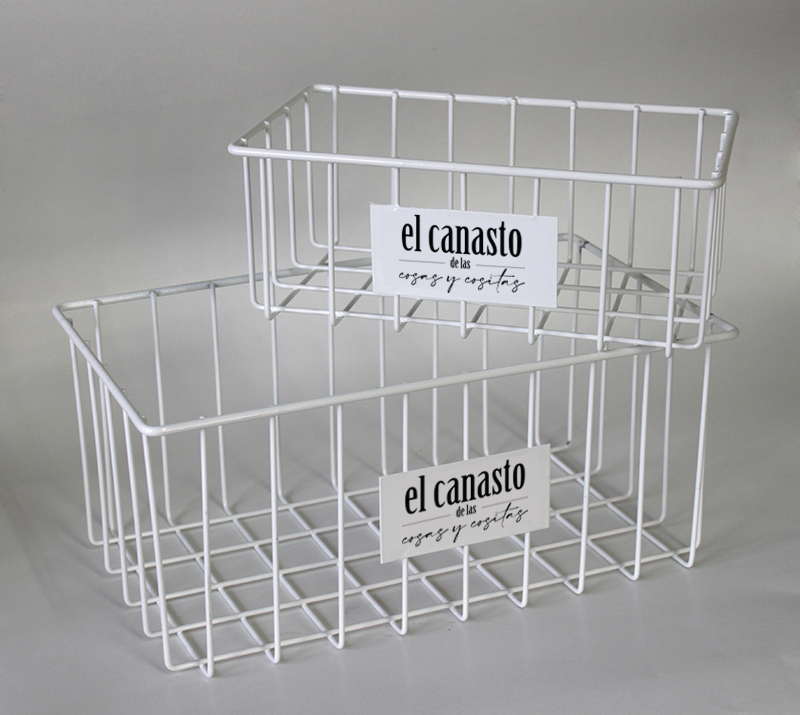 Set X 2 Canastos Rectangulares Blancos Funcional -Cosas Y Cositas - 34 X 19.5 X 15 / 26 X 15 X 10 Cm - Al Rectangular