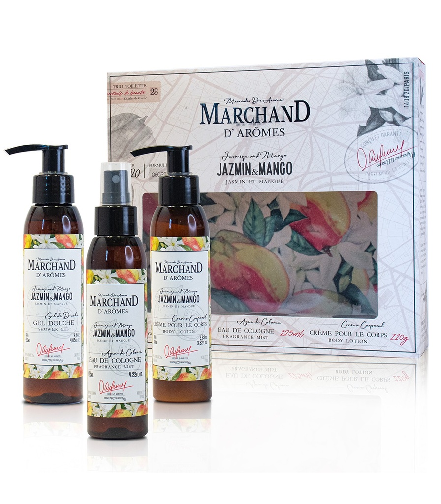 COFFRET SPECIAL TRÍO TOILETT MARCHAND D AROMES JAZMÍN Y MANGO