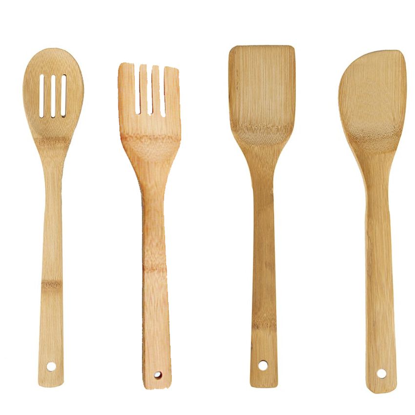 SET * 4 UTENSILIOS MADERA 30 CM