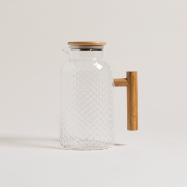 Jarra De Vidrio Con Manija De Bambu 1800 Ml