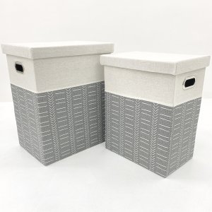 [380157] Set X2 Cestos Grises Con Rayas Blancas 45 X 32 X 55 40 X 27 X 50