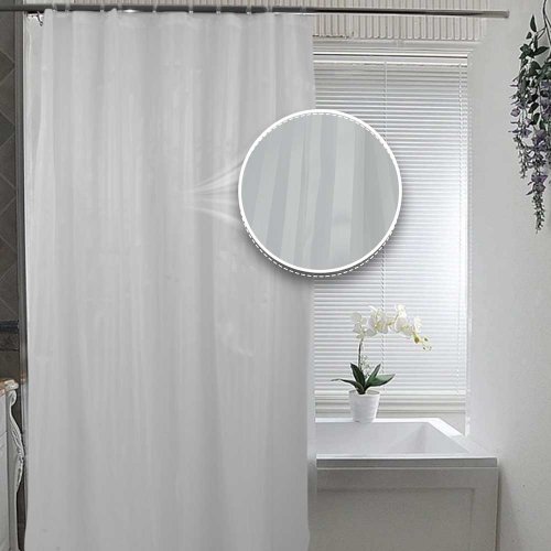 CORTINA BAÑO BLANCA 180 X 180 CM TRAMADO RAYAS