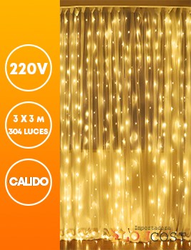 CORTINA LED 304 LUCES 3 X 3 CALIDA 220 V