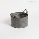 Canasto Fabric Gris Redondo S 24 X 15 cm