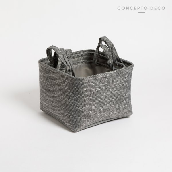 [165294] Canasto Set X 3 Fabric Gris Cuadrado 28X28X20