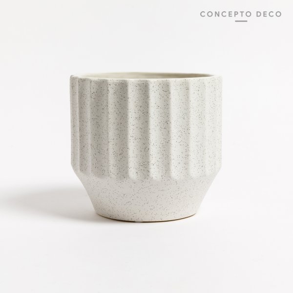 Porta Maceta Granito Ceramica Blanca 16X17Cm