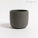 Porta Maceta Rayas Ceramica Gris 16X16Cm