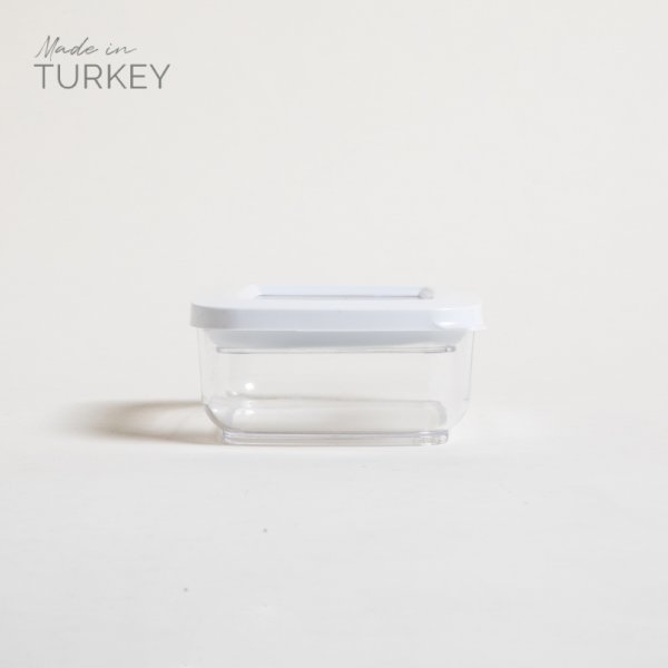 Recipiente Cuadrado Transparente Tapa Blanca 350 Ml