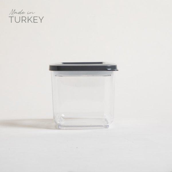 Recipiente Cuadrado Transparente Tapa Gris 750 Ml