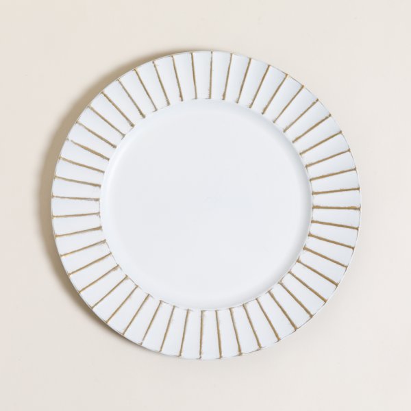 PLATO DE SITIO WHITE & GOLD FACET 33 CM