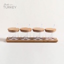 Set X 4 Recipientes Redondos Acrilico Tapa De Madera 38X10,5 Cm