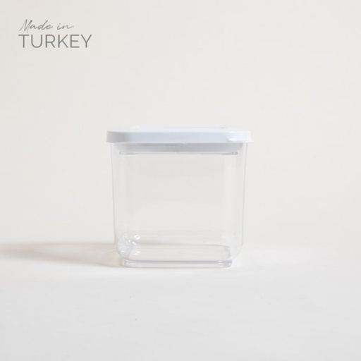 [4111145] RECIPIENTE CUADRADO TRANSPARENTE TAPA BLANCA 750 ML