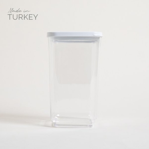 [4111156] RECIPIENTE CUADRADO TRANSPARENTE TAPA BLANCA 1300 ML