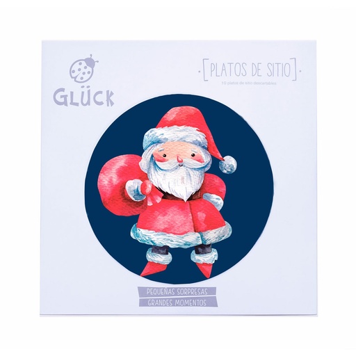 [131905] SET PLATOS SITIO BOSQUE ENCANTADO SANTA AZUL X 10 U 34 cm