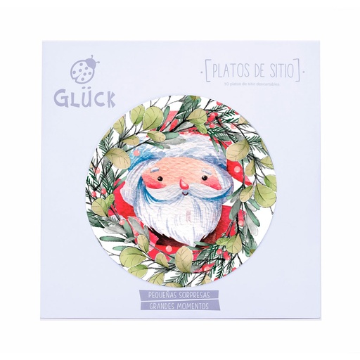 [131907] SET PLATOS SITIO BOSQUE ENCANTADO CORONA Y SANTA X 10U 34 cm